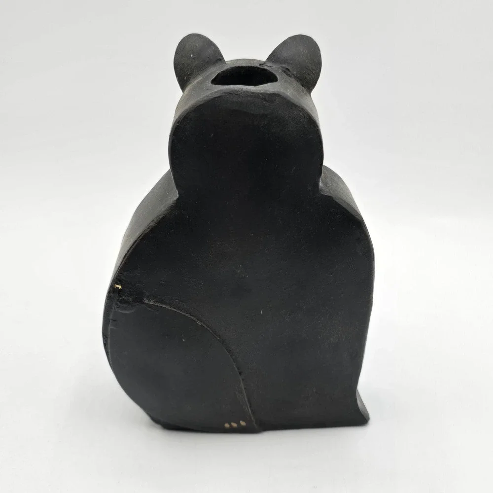 VTG Metal Iron Folk Art Cat Candlestick Holder Black Gold Cottagecore Halloween